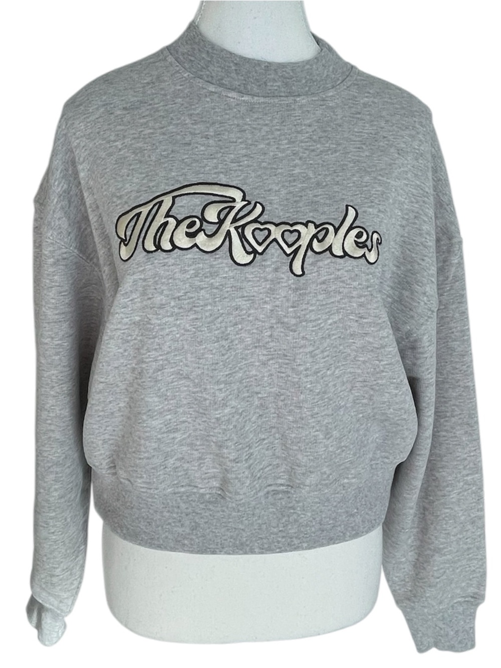 Women’s The Kooples Heather Gray Embroidered Logo Crew Sweatshirt Size Small NWT